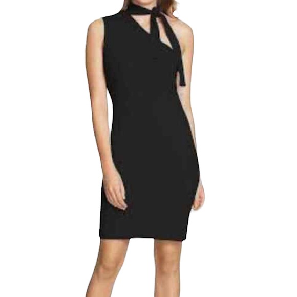 NWT 1. STATE The Artist black tie neck one shoulder mini dress XS new with tags - Picture 1 of 10